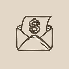 Image showing Envelope mail with dollar sign sketch icon.