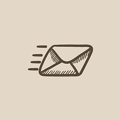 Image showing Flying email sketch icon.