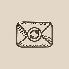 Image showing Envelope mail with refresh sign sketch icon.