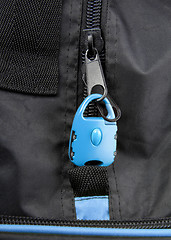 Image showing Blue lock on bag