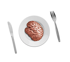 Image showing human brain on plate