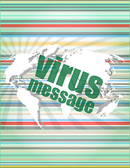 Image showing internet concept: words virus message on digital screen vector quotation marks with thin line speech bubble. concept of citation, info, testimonials, notice, textbox