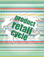 Image showing product retail cycle - digital touch screen interface vector quotation marks with thin line speech bubble. concept of citation, info, testimonials, notice, textbox. isolated on white background. flat 