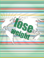 Image showing social concept: lose weight words on digital screen, 3d vector quotation marks with thin line speech bubble. concept of citation, info, testimonials, notice, textbox. isolated on white background. fla