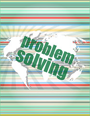 Image showing business concept: words problem solving on digital screen vector quotation marks with thin line speech bubble. concept of citation, info, testimonials, notice, textbox. isolated on white background. f