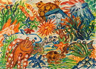 Image showing Underwater world abstract painting