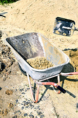 Image showing Working ship shovel sand in the construction truck to transport