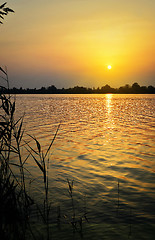 Image showing Sunset over the lake