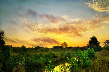 Image showing Sunrise over the river