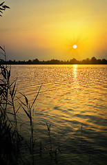 Image showing Sunset over the lake