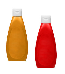 Image showing plastic ketchup and mustard bottles