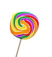 Image showing Colorful spiral lollipop isolated on white background