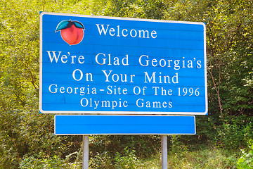 Image showing Road sign at the Georgia border