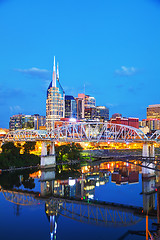 Image showing Downtown Nashville cityscape in the evening