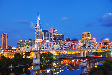 Image showing Downtown Nashville cityscape in the evening