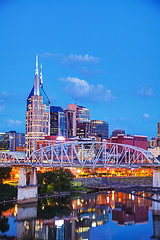 Image showing Downtown Nashville cityscape at night