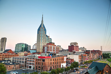 Image showing Downtown Nashville cityscape in the evening