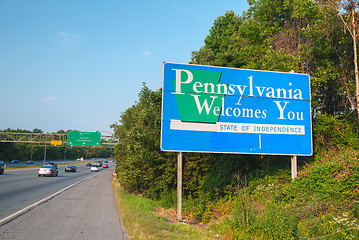 Image showing Pennsylvania Welcomes You road sign