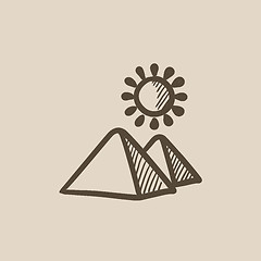Image showing Egyptian pyramids sketch icon.