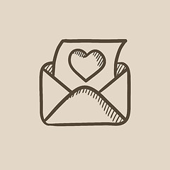 Image showing Envelope mail with heart sketch icon.