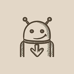 Image showing Robot with arrow down sketch icon.