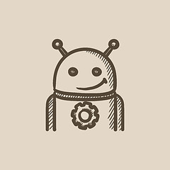 Image showing Robot with gear sketch icon.
