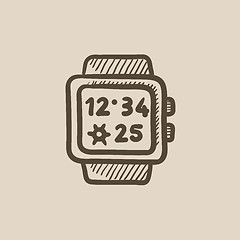 Image showing Smartwatch sketch icon.