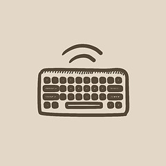 Image showing Wireless keyboard sketch icon.