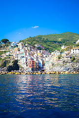 Image showing Riomaggiore in Cinque Terre, Italy - Summer 2016 - view from the