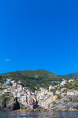 Image showing Riomaggiore in Cinque Terre, Italy - Summer 2016 - view from the