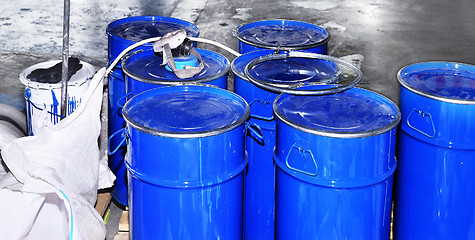 Image showing Drums of chemical production in the storage of waste