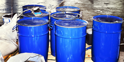 Image showing Drums of chemical production in the storage of waste