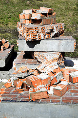 Image showing  Pile of discarded bricks from construction site