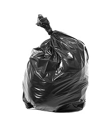 Image showing Black garbage bag isolated on white