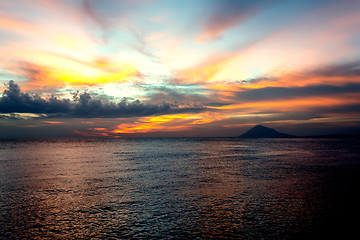 Image showing City Manado, North Sulawesi dramatic sky and volcano