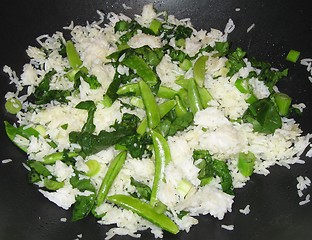 Image showing Rice with greens