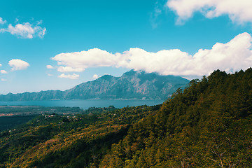 Image showing View volcano Bali Batur and Agung mountainfrom Kintamani, Bali, Indone