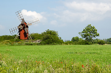 Image showing Old wooden windmill