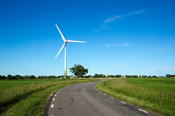 Image showing Windmill by a country road side