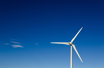 Image showing Windmill blades at blue sky