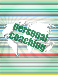 Image showing word personal coaching on digital screen 3d, business concept vector quotation marks with thin line speech bubble. concept of citation, info, testimonials, notice, textbox. flat style trend design