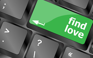 Image showing A keyboard with a find love button - social concept. Keyboard keys icon button vector