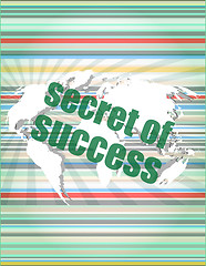 Image showing secret of success text on digital touch screen interface vector quotation marks with thin line speech bubble. concept of citation, info, testimonials, notice, textbox. flat style trend design