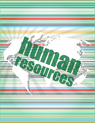 Image showing Management concept: human resources words on digital screen vector quotation marks with thin line speech bubble. concept of citation, info, testimonials, notice, textbox. flat style trend design