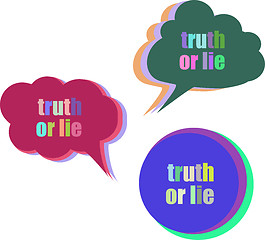Image showing truth or lie. Set of stickers, labels, tags. Template for infographics. Icon set. Icon flat. Vector illustration