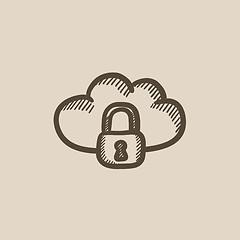 Image showing Cloud computing security sketch icon.