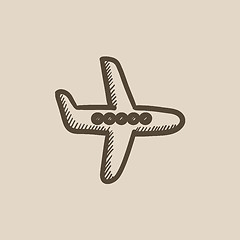 Image showing Flying airplane sketch icon.