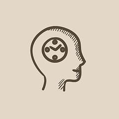 Image showing Human head with clock sketch icon.