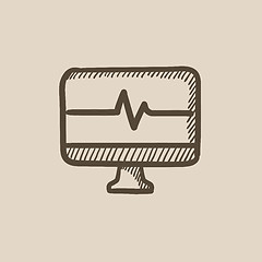 Image showing Heart beat monitor sketch icon.