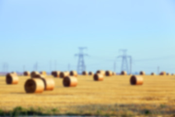 Image showing haystacks in a field of straw